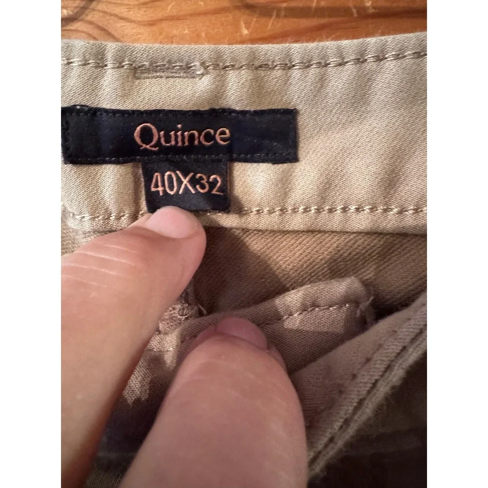Quince 5-Pocket Pants 40x32 Khaki Tan Straight Leg Stretch Cotton Minimalist